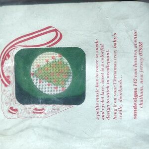VINTAGE Christmas Craft Music Box Needle point, Silent Night Christmas Ornament